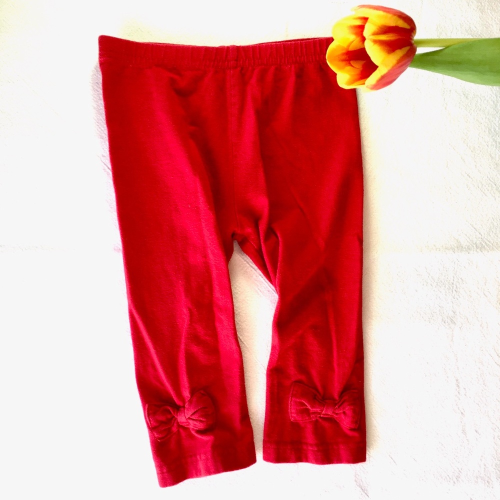 Tomato red cutie bow cotton leggings 2/3T